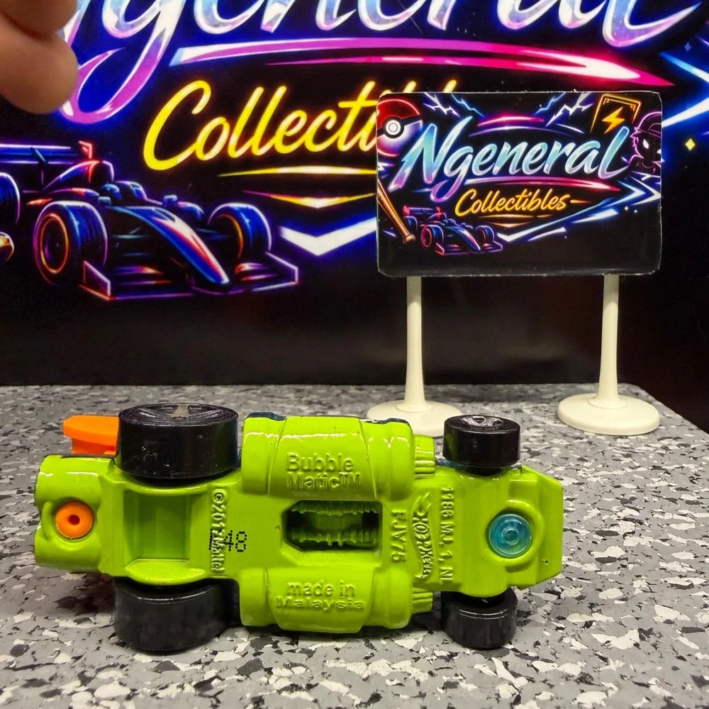 Hot Wheels Bubble Matic Translucent Teal Neon Green 2017 Experimotors FJY75 Car